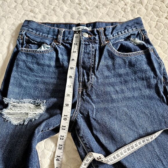 Forever 21 distressed boyfriend jeans button fly denim ripped - Picture 6 of 9